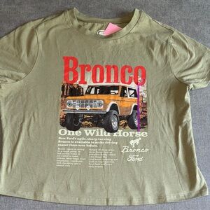 Ford Bronco Olive Green Cropped Short Sleeve Shirt